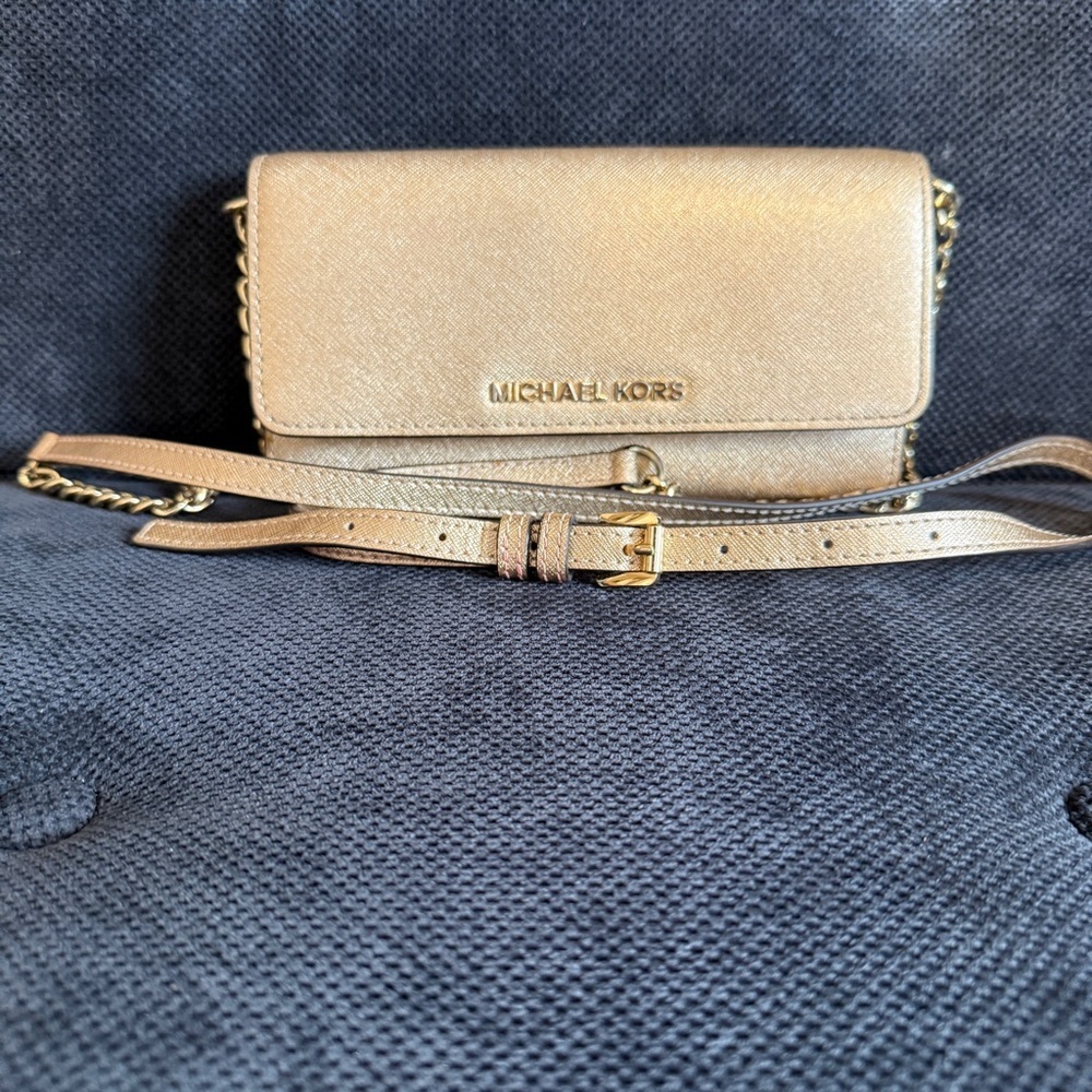 Michael Kors Gold Crossbody/Clutch For Formal Events.